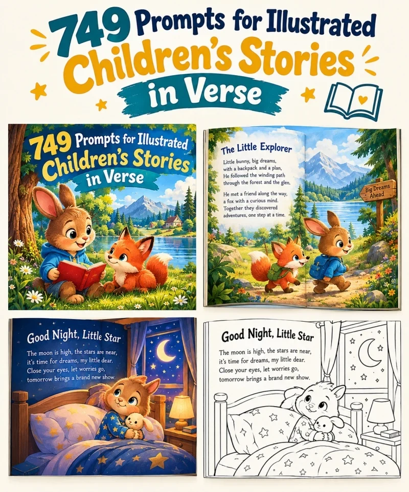 749 Children's Stories in Verse — AI prompt pack for rhyming children's picture books on KDP and Etsy